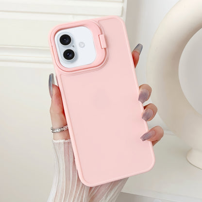 For iPhone 16 Lens Frame Holder Shockproof Phone Case(Pink) - iPhone 16 Cases by buy2fix | Online Shopping UK | buy2fix