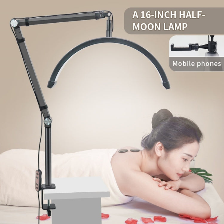 HD-M3X Pro 16 inch Adjustable Brightness Beauty Light Half Moon Light Eyelash Tech Lamp, Plug:UK Plug(White) - Selfie Light by buy2fix | Online Shopping UK | buy2fix