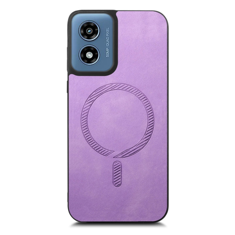 For Motorola Moto G Play 2024 4G Retro Magsafe Magnetic PU Back Cover Phone Case(Purple) - Motorola Cases by buy2fix | Online Shopping UK | buy2fix