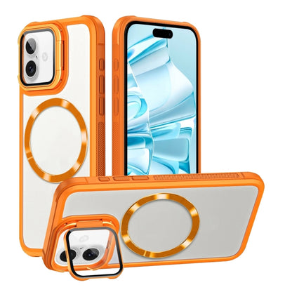 For iPhone 16 CD-grain Magsafe Acrylic Hybrid TPU Phone Case(Orange) - iPhone 16 Cases by buy2fix | Online Shopping UK | buy2fix