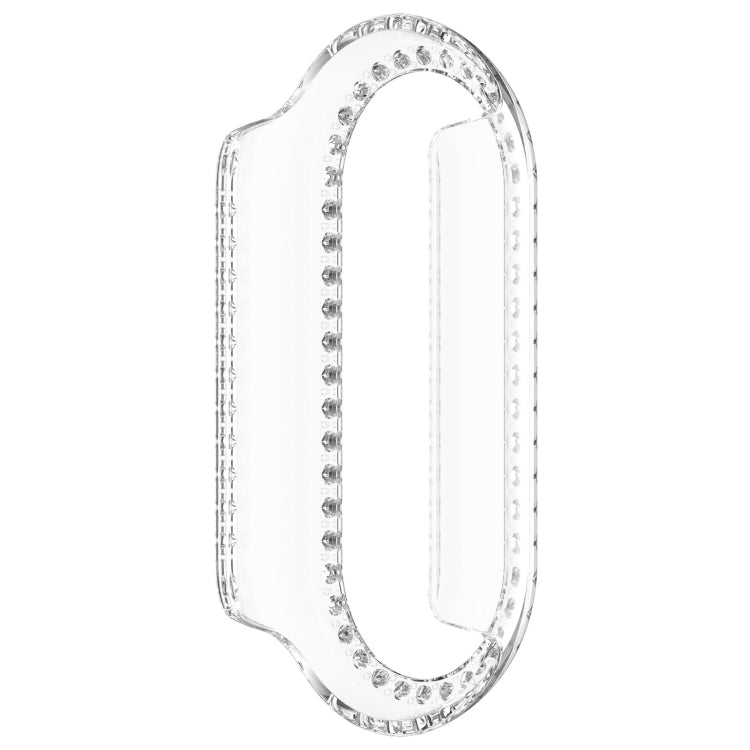 For Xiaomi Smart Band 9 NFC Diamond Half Coverage Hollow PC Watch Protective Case(Transparent White) - Watch Cases by buy2fix | Online Shopping UK | buy2fix