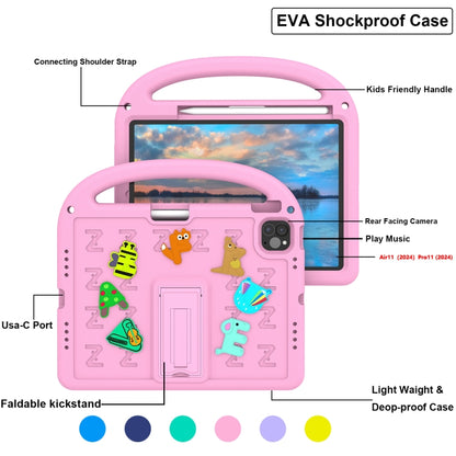 For iPad Pro 11 2024 Cartoon Sparrow EVA Shockproof Tablet Case(Pink) - iPad Pro 11 2024 Cases by buy2fix | Online Shopping UK | buy2fix