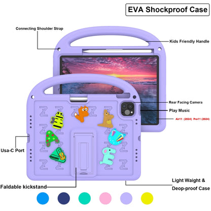 For iPad Pro 11 2024 Cartoon Sparrow EVA Shockproof Tablet Case(Taro Purple) - iPad Pro 11 2024 Cases by buy2fix | Online Shopping UK | buy2fix