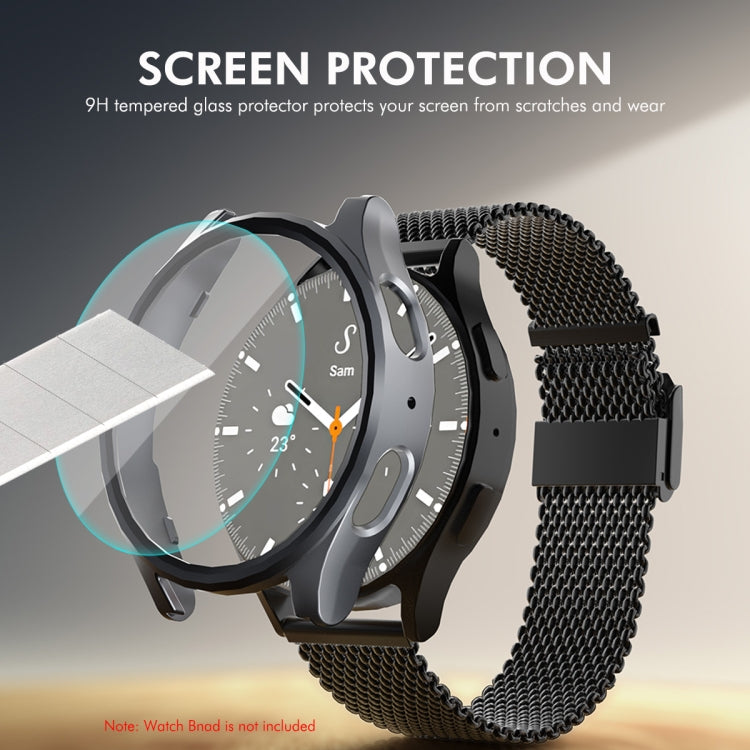 For Samsung Galaxy Watch7 40mm ENKAY Hat-Prince Electroplated Hard PC Case + 0.2mm 9H Glass Screen Protector(Black) - Watch Cases by ENKAY | Online Shopping UK | buy2fix