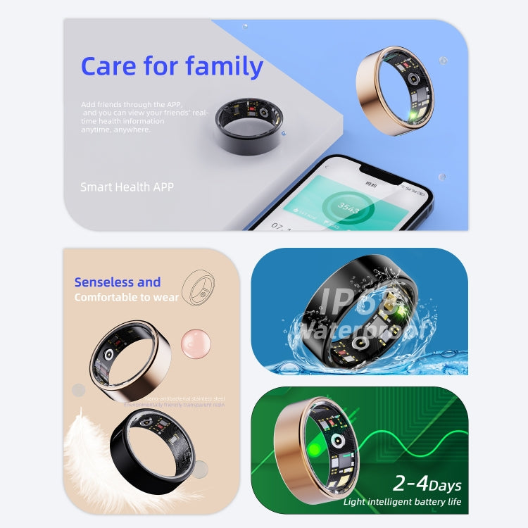 R11M SIZE 8 Smart Ring, Support Heart Rate / Blood Oxygen / Sleep / Multiple Sports Modes(Black) - Smart Rings / Smart Telephones by buy2fix | Online Shopping UK | buy2fix