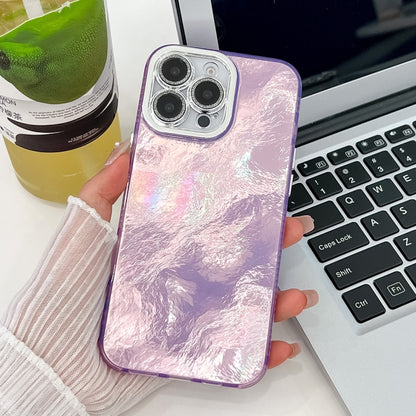 For iPhone 16 Pro Plating Glitter Texture TPU Phone Case with Lens Film(Purple Tinfoil Texture) - iPhone 16 Pro Cases by buy2fix | Online Shopping UK | buy2fix