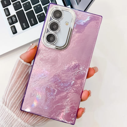 For Samsung Galaxy S25 5G Plating Glitter Texture TPU Phone Case with Lens Film(Purple Tinfoil Texture) - Galaxy S25 5G Cases by buy2fix | Online Shopping UK | buy2fix