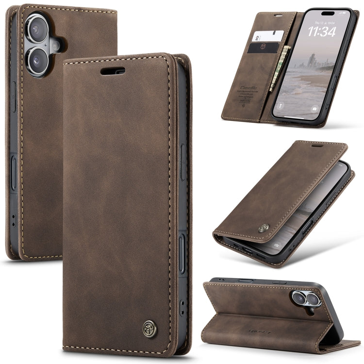 For iPhone 16 Plus CaseMe 013 Multifunctional Horizontal Flip Leather Phone Case(Brown) - iPhone 16 Plus Cases by CaseMe | Online Shopping UK | buy2fix