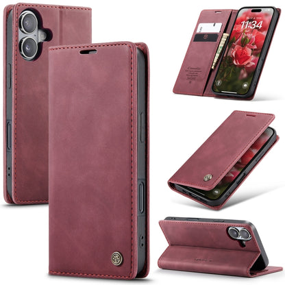 For iPhone 16 Plus CaseMe 013 Multifunctional Horizontal Flip Leather Phone Case(Red) - iPhone 16 Plus Cases by CaseMe | Online Shopping UK | buy2fix