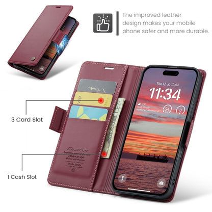 For iPhone 16 CaseMe 023 Butterfly Buckle Litchi Texture RFID Anti-theft Leather Phone Case(Red) - iPhone 16 Cases by CaseMe | Online Shopping UK | buy2fix