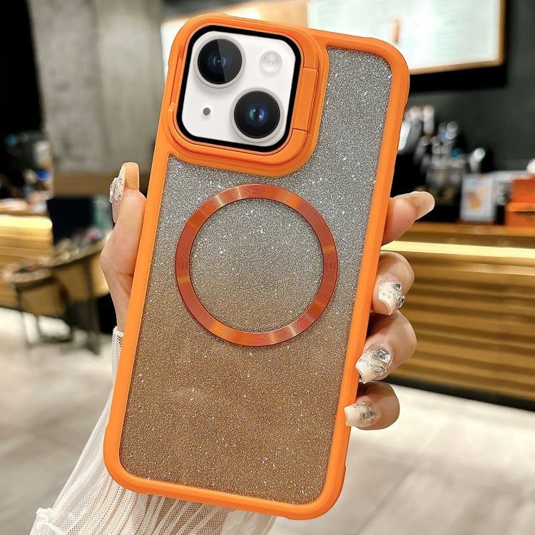 For iPhone 13 CD-grain Gradient Glitter Magsafe Acrylic Hybrid TPU Phone Case(Orange) - iPhone 13 Cases by buy2fix | Online Shopping UK | buy2fix