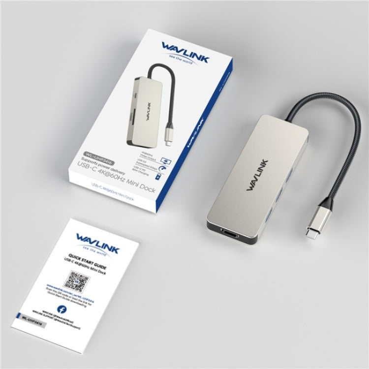 WAVLINK UHP3416 7-in-1 PD100W Charging SD / TF Card Reader 4K HD Type-C Docking Station(Silver) - USB HUB by WAVLINK | Online Shopping UK | buy2fix