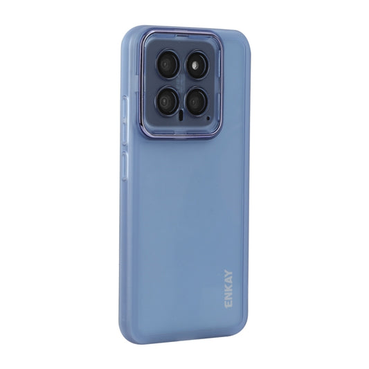 For Xiaomi 14 Pro ENKAY Hat-Prince Translucent Matte TPU Phone Case with Lens Film(Blue) - 14 Pro Cases by ENKAY | Online Shopping UK | buy2fix