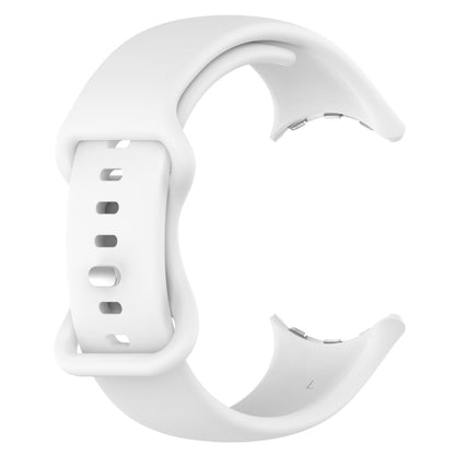 For  Google Pixel Watch 3 41mm Solid Color Butterfly Buckle Silicone Watch Band, Size:L(White) - Watch Bands by buy2fix | Online Shopping UK | buy2fix