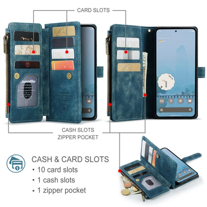 For Google Pixel 9 Pro XL CaseMe C30 Card Slots Zipper Wallet Leather Phone Case(Blue) - Google Cases by CaseMe | Online Shopping UK | buy2fix