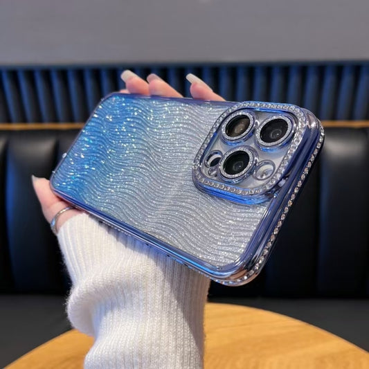 For iPhone 16 Pro Max Diamond Water Ripple Gradient Glitter TPU Phone Case(Blue) - iPhone 16 Pro Max Cases by buy2fix | Online Shopping UK | buy2fix