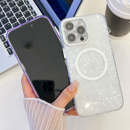 For iPhone 16 Plus Plating Texture MagSafe TPU Phone Case with Glitter Lens Film(White Tinfoil Texture) - iPhone 16 Plus Cases by buy2fix | Online Shopping UK | buy2fix