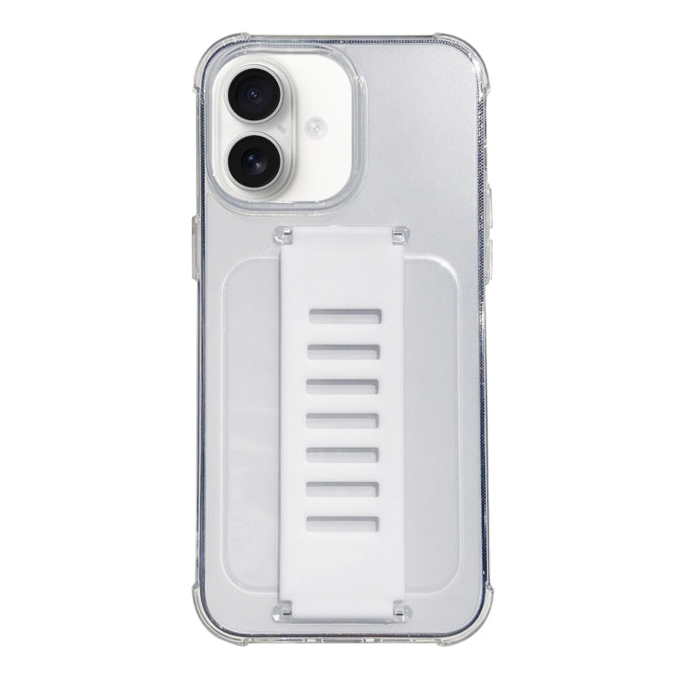 For iPhone 16 Transparent Wristband Shockproof TPU Phone Case(White) - iPhone 16 Cases by buy2fix | Online Shopping UK | buy2fix