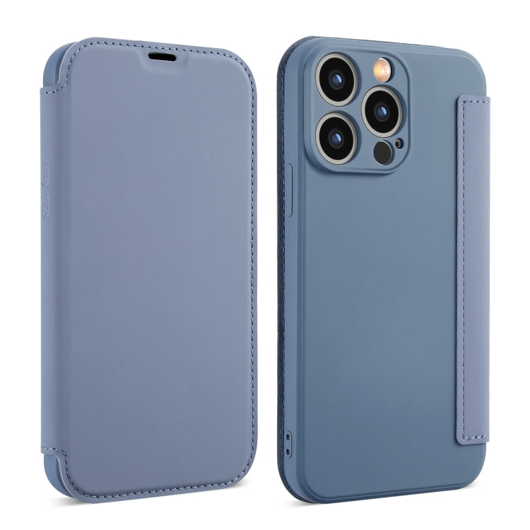 For iPhone 16 Pro Max Imitate Liquid Skin Feel Leather Phone Case with Card Slots(Lavender Grey) - iPhone 16 Pro Max Cases by buy2fix | Online Shopping UK | buy2fix