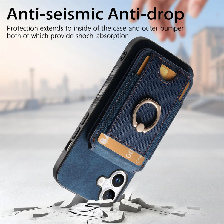 For iPhone 16 Retro Splitable Magnetic Stand Card Bag Leather Phone Case(Blue) - iPhone 16 Cases by buy2fix | Online Shopping UK | buy2fix