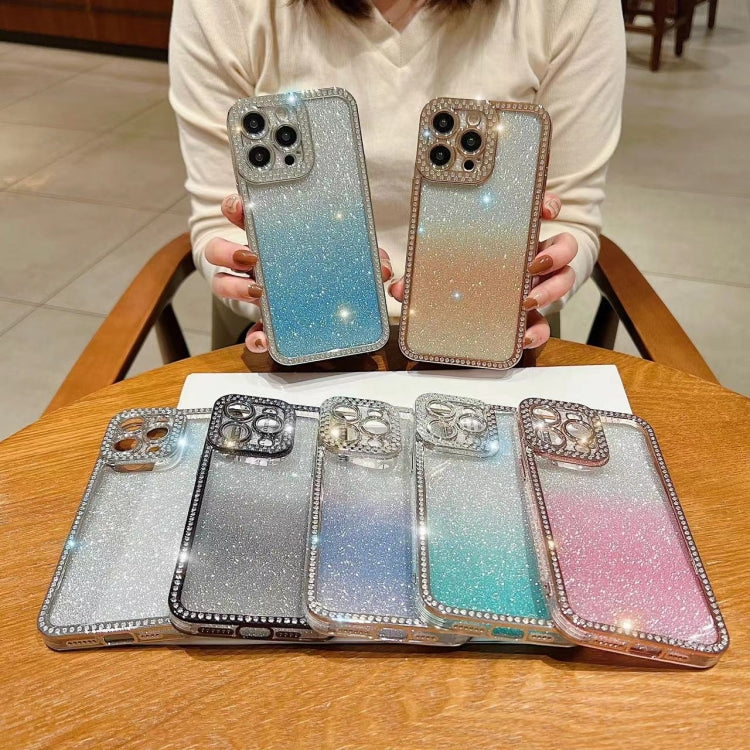 For iPhone 16 Pro Max Diamond Gradient Glitter Plated TPU Phone Case(Silver) - iPhone 16 Pro Max Cases by buy2fix | Online Shopping UK | buy2fix