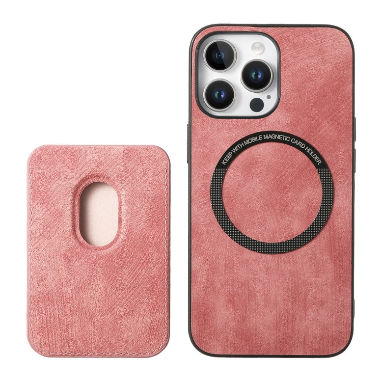 For iPhone 16 Pro Retro Leather Card Bag Magnetic Phone Case(Pink) - iPhone 16 Pro Cases by buy2fix | Online Shopping UK | buy2fix