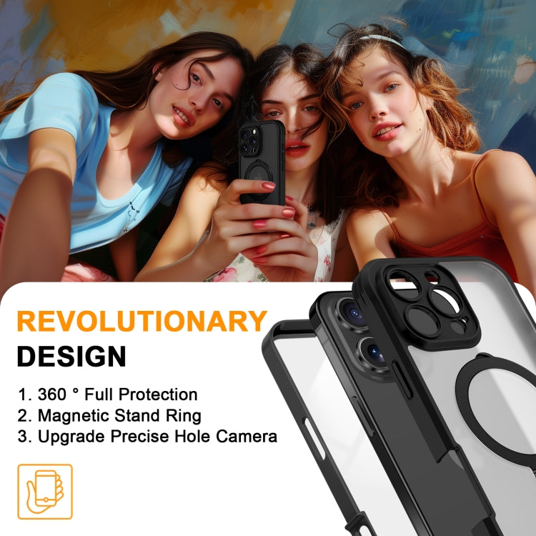 For iPhone 16 Pro Skin Feel MagSafe Holder 360 Full Body Phone Case(Black) - iPhone 16 Pro Cases by buy2fix | Online Shopping UK | buy2fix