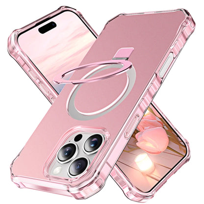 For iPhone 16 Pro Solid Color Wave MagSafe Holder Phone Case(Pink) - iPhone 16 Pro Cases by buy2fix | Online Shopping UK | buy2fix