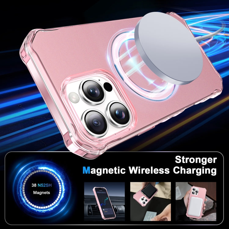 For iPhone 16 Pro Solid Color Wave MagSafe Holder Phone Case(Pink) - iPhone 16 Pro Cases by buy2fix | Online Shopping UK | buy2fix