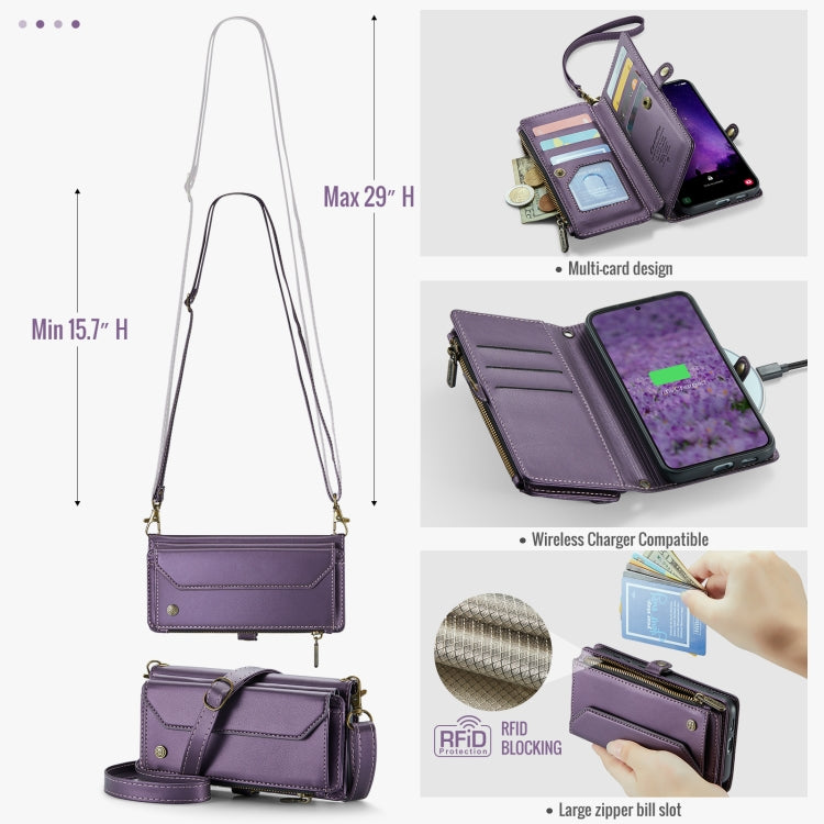 For Samsung Galaxy S24 FE 5G CaseMe C36 Card Slots Zipper Wallet RFID Anti-theft Leather Phone Case(Purple) - Galaxy S24 FE 5G Cases by CaseMe | Online Shopping UK | buy2fix