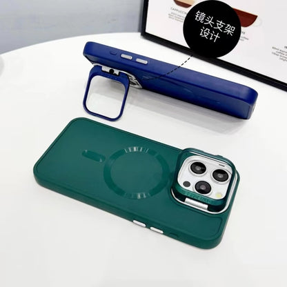 For iPhone 16 CD Texture Frosted MagSafe Lens Holder Phone Case(Green) - iPhone 16 Cases by buy2fix | Online Shopping UK | buy2fix