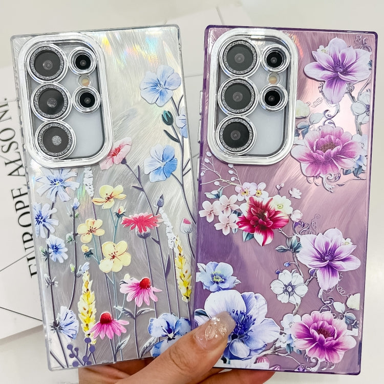 For Samsung Galaxy S25 Ultra 5G Electroplating Flowers Plants Texture TPU Phone Case(Wildflower FL2) - Galaxy S25 Ultra 5G Cases by buy2fix | Online Shopping UK | buy2fix