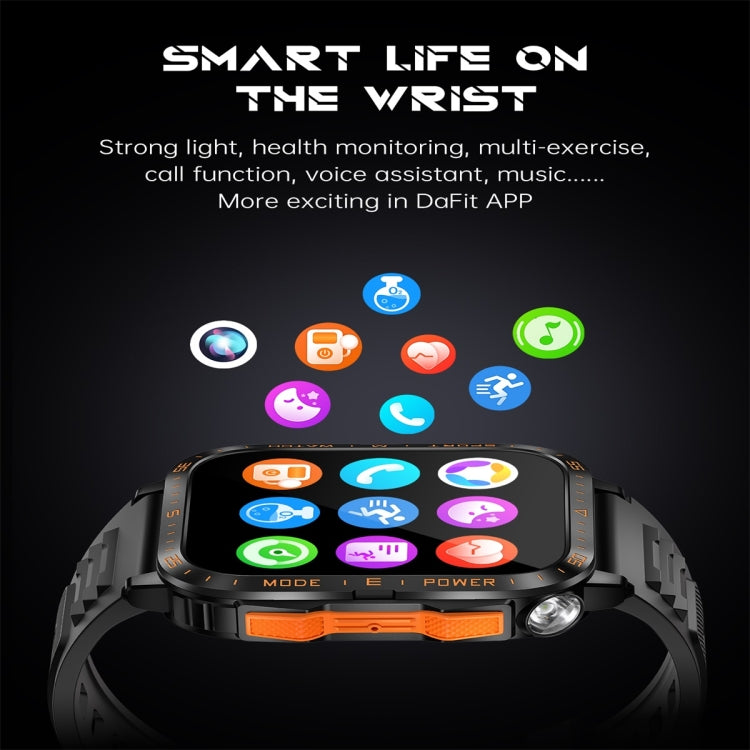 KT79 1.96 inch Color Screen Smart Watch, Support Bluetooth Call / Health Monitoring(Black Orange) - Smart Watches by buy2fix | Online Shopping UK | buy2fix