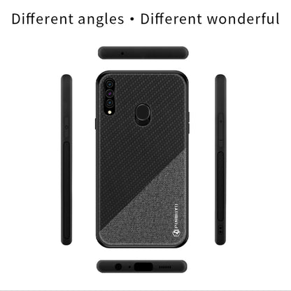 For Galaxy A20S PINWUYO Rong Series  Shockproof PC + TPU+ Chemical Fiber Cloth Protective Cover(Brown) - Galaxy Phone Cases by PINWUYO | Online Shopping UK | buy2fix