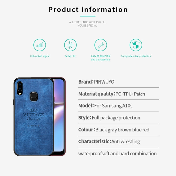 For Galaxy A10S PINWUYO Zun Series PC + TPU + Skin Waterproof And Anti-fall All-inclusive Protective Shell(Blue) - Galaxy Phone Cases by PINWUYO | Online Shopping UK | buy2fix