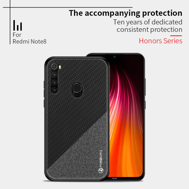 For Xiaomi RedMi Note 8 PINWUYO Rong Series  Shockproof PC + TPU+ Chemical Fiber Cloth Protective Cover(Black) - Xiaomi Cases by buy2fix | Online Shopping UK | buy2fix