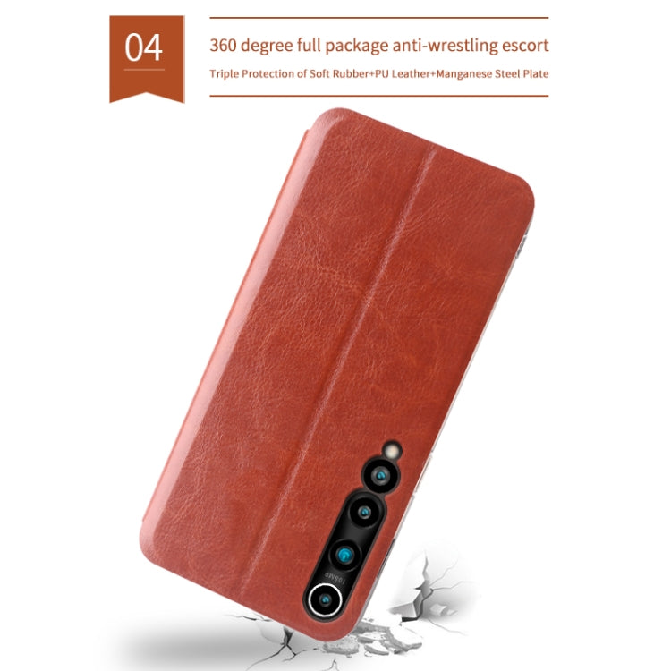 For Xiaomi Mi 10 MOFI Rui Series Classical Leather Embedded Steel Plate All-inclusive Horizontal Flip PU Leather Case(Red) - Xiaomi Cases by MOFI | Online Shopping UK | buy2fix