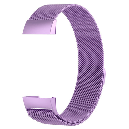 Stainless Steel Magnet Watch Band for FITBIT Charge  4 / 3，Small Size: 190x18mm(Light Purple) - Watch Bands by buy2fix | Online Shopping UK | buy2fix