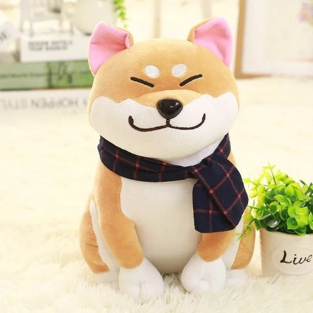 Couple Scarf Shiba Inu Dog Plush Toy, Color: White, Size:45cm - Soft Toys by buy2fix | Online Shopping UK | buy2fix