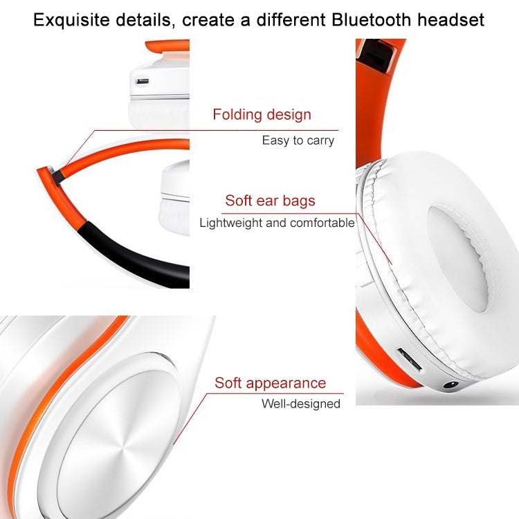 LPT660 Foldable Stereo Bluetooth Headset MP3 Player, Support 32GB TF Card & 3.5mm AUX(White Gold) - Headset & Headphone by buy2fix | Online Shopping UK | buy2fix