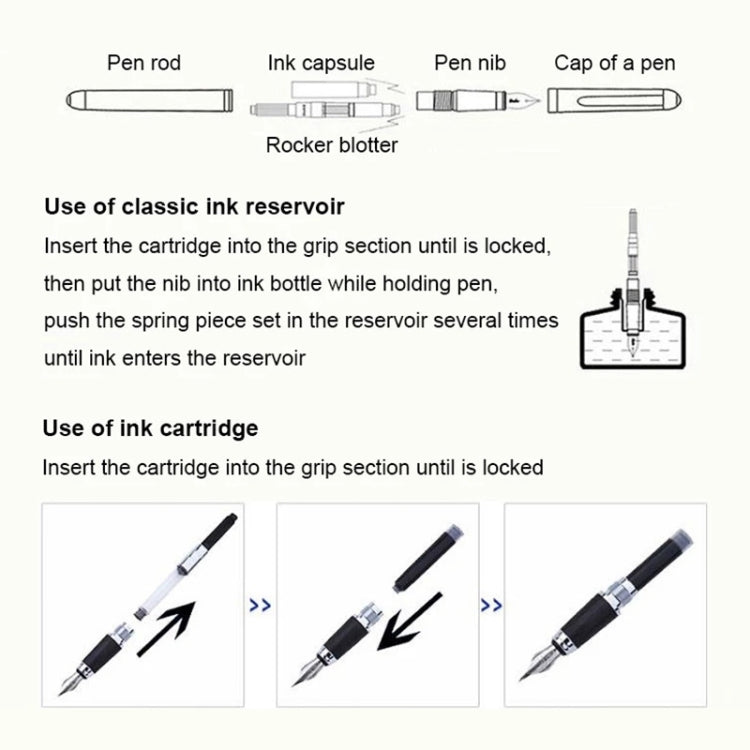 X750 Stationery Stainless Steel Fountain Pen Medium Nib Ink Pens School Oiifice Gift, Nib Size:1.1mm(Silver) - Fountain Pens by buy2fix | Online Shopping UK | buy2fix