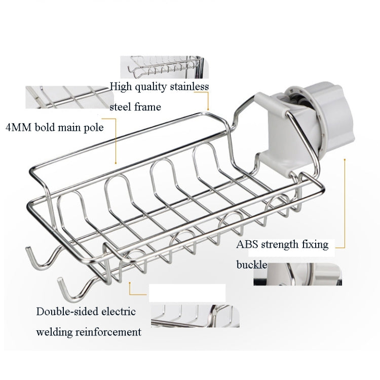 Faucet Rack Stainless Steel Perforated Free Kitchen Sink Storage Rack Rag Sponge Drain Rack, Style:Type A - Shelf by buy2fix | Online Shopping UK | buy2fix