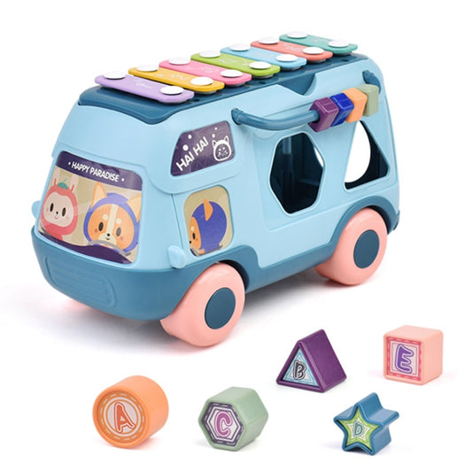 Children Multifunctional Bus Toy with Light Music Early Education Puzzle Toy(Blue) - Music Toys by buy2fix | Online Shopping UK | buy2fix