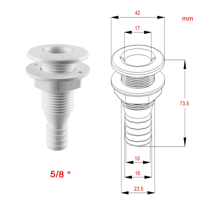 5/8 inch Plastic Thru-Hull Bilge Fitting For Bilge Pump Drain or Vent Hose Fitting for Boats Marine Yacht Sail Camper Truck - Marine Accessories & Parts by buy2fix | Online Shopping UK | buy2fix