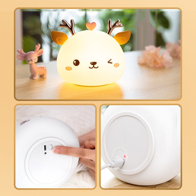 Cute Deer Silicone Pat Light Bedroom Colorful Night Light - Night Lights by buy2fix | Online Shopping UK | buy2fix