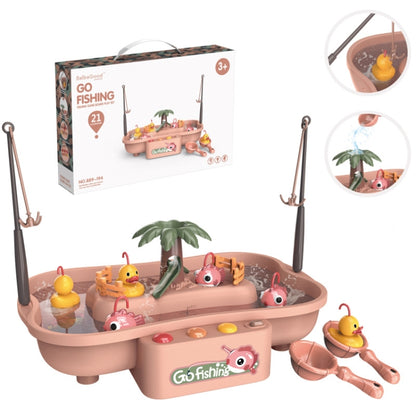 Play House Children Educational Electric Cycle Rotating Fishing Station Summer Water Game Toy Set, Colour: Pink 3 Fish 3 Duck - Music Toys by buy2fix | Online Shopping UK | buy2fix