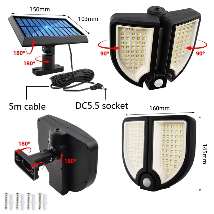 18W 90 LED Outdoor Separated Solar Light Household Human Body Induction Wall Light - Solar Lights by buy2fix | Online Shopping UK | buy2fix