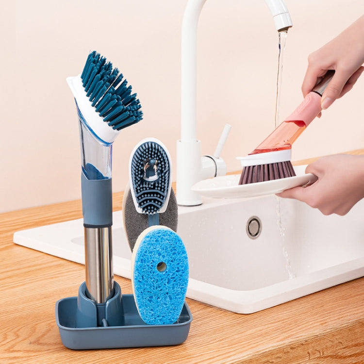 Kitchen Oil Dirty Pan Brush Can Add Detergent Sponge Brush Long Handle Cleaning Brush(Blue) - Cleaning Tools by buy2fix | Online Shopping UK | buy2fix