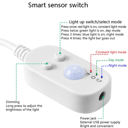 LED Light Strip USB Human Intelligent Induction Waterproof Light Strip 2835 Patch Cabinet Wardrobe Soft Light Strip 0.5m(6500K Cold White) - Sensor LED Lights by buy2fix | Online Shopping UK | buy2fix