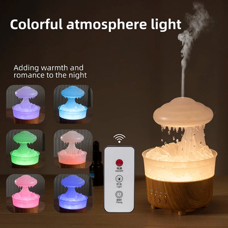 V50 Desktop Colorful Night Light Humidifier Wood Grain Water Drop Aroma Diffuser, Spec: US Plug(White) - Air Purifiers & Accessories by buy2fix | Online Shopping UK | buy2fix